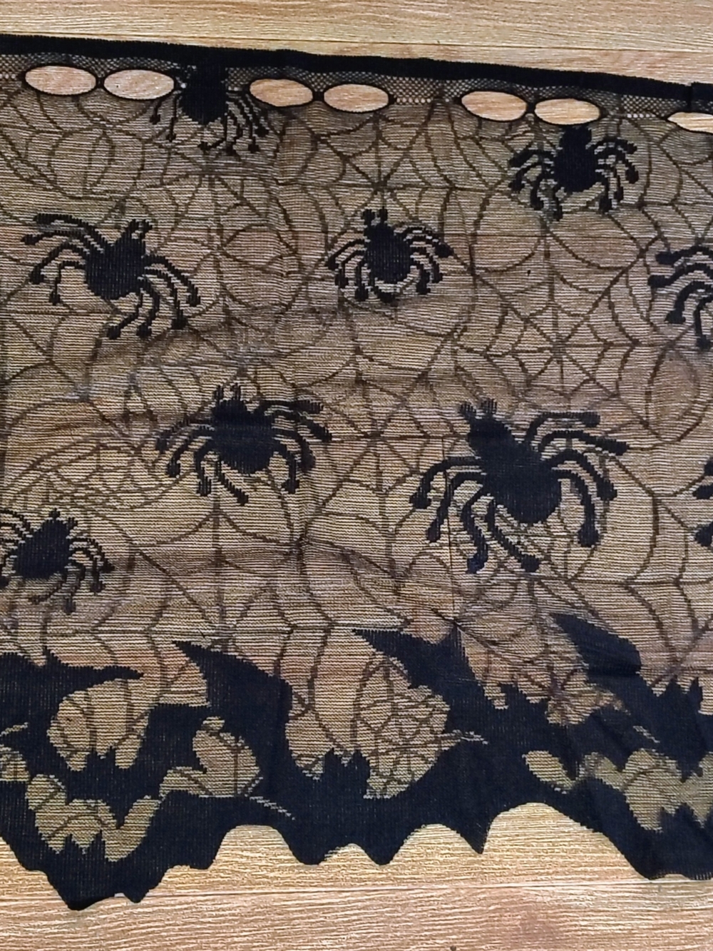 Black Spider Web Lace Lamp Scarf - Halloween Accent